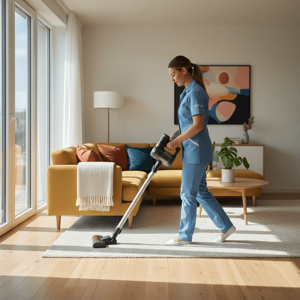 Professional vacuuming residential living room